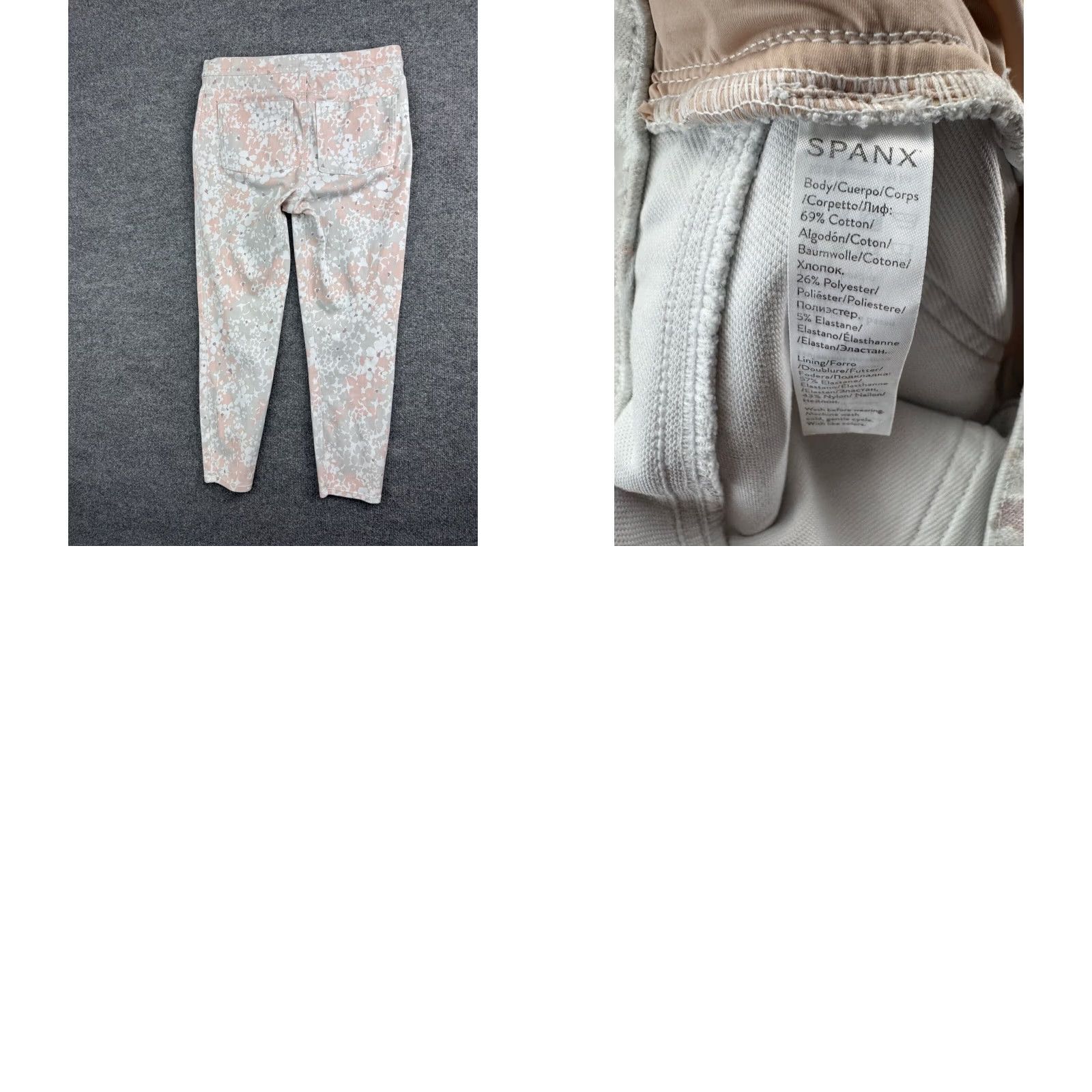 Spanx Spanx Pull On Jeans Women's L Gray Pink Floral Print Hi Rise Cropped Size 36" / US 14 / IT 50 - 8 Thumbnail