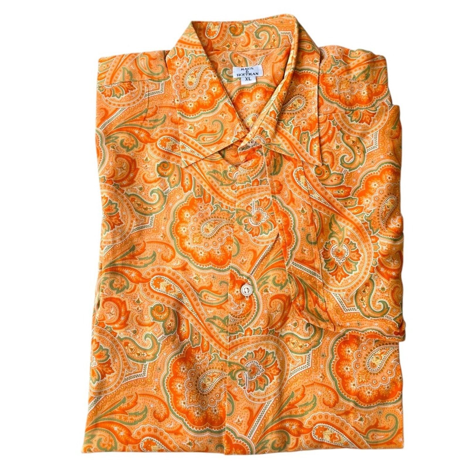 Maus & Hoffman Vintage Maus & Hoffman Orange Cabana Palm Beach Shirt XL Size US XL / EU 56 / 4 - 13 Thumbnail