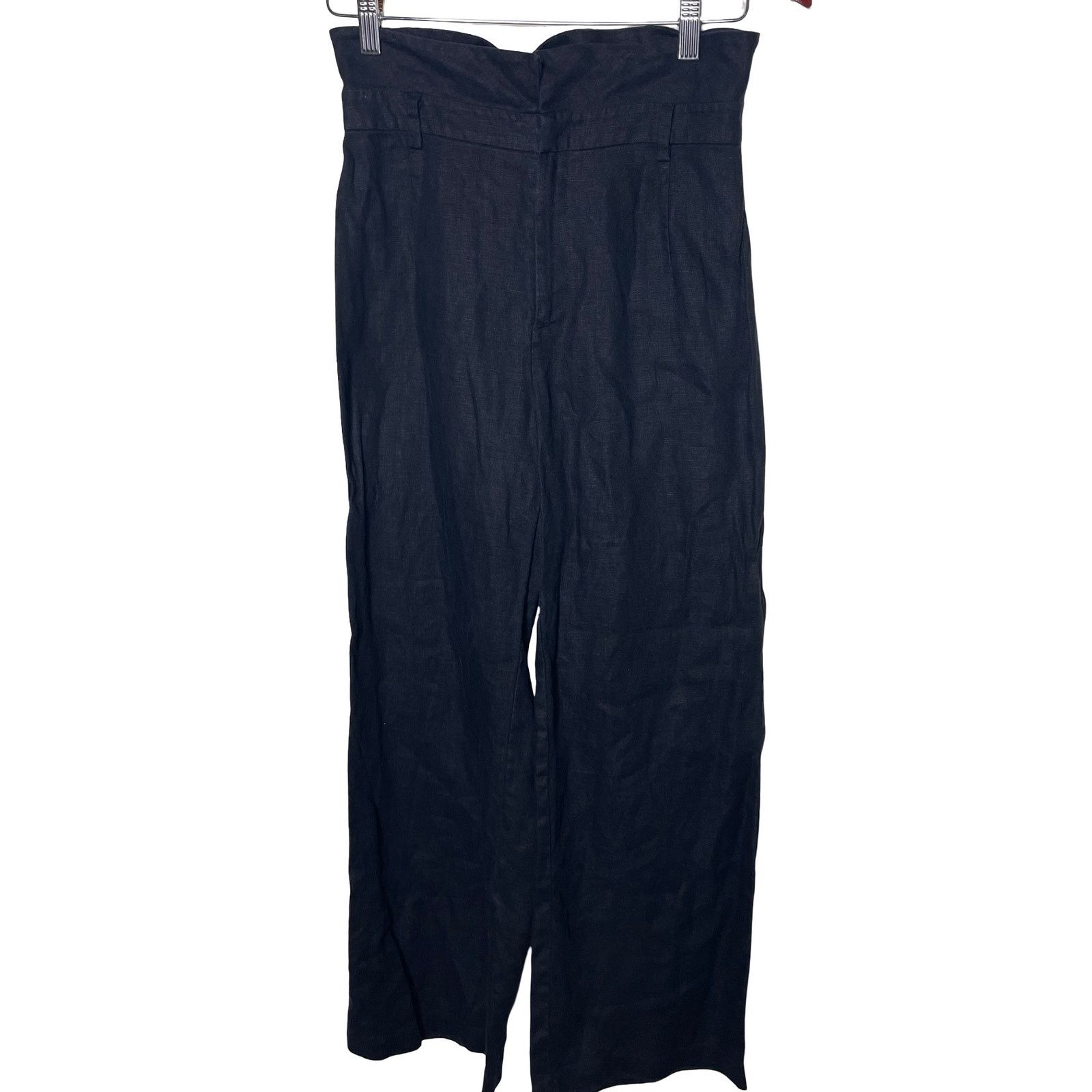 Reformation Reformation Jackie Black Linen High Waist Wide Leg Pants 2 Size 26" / US 2 / IT 38 - 1 Thumbnail