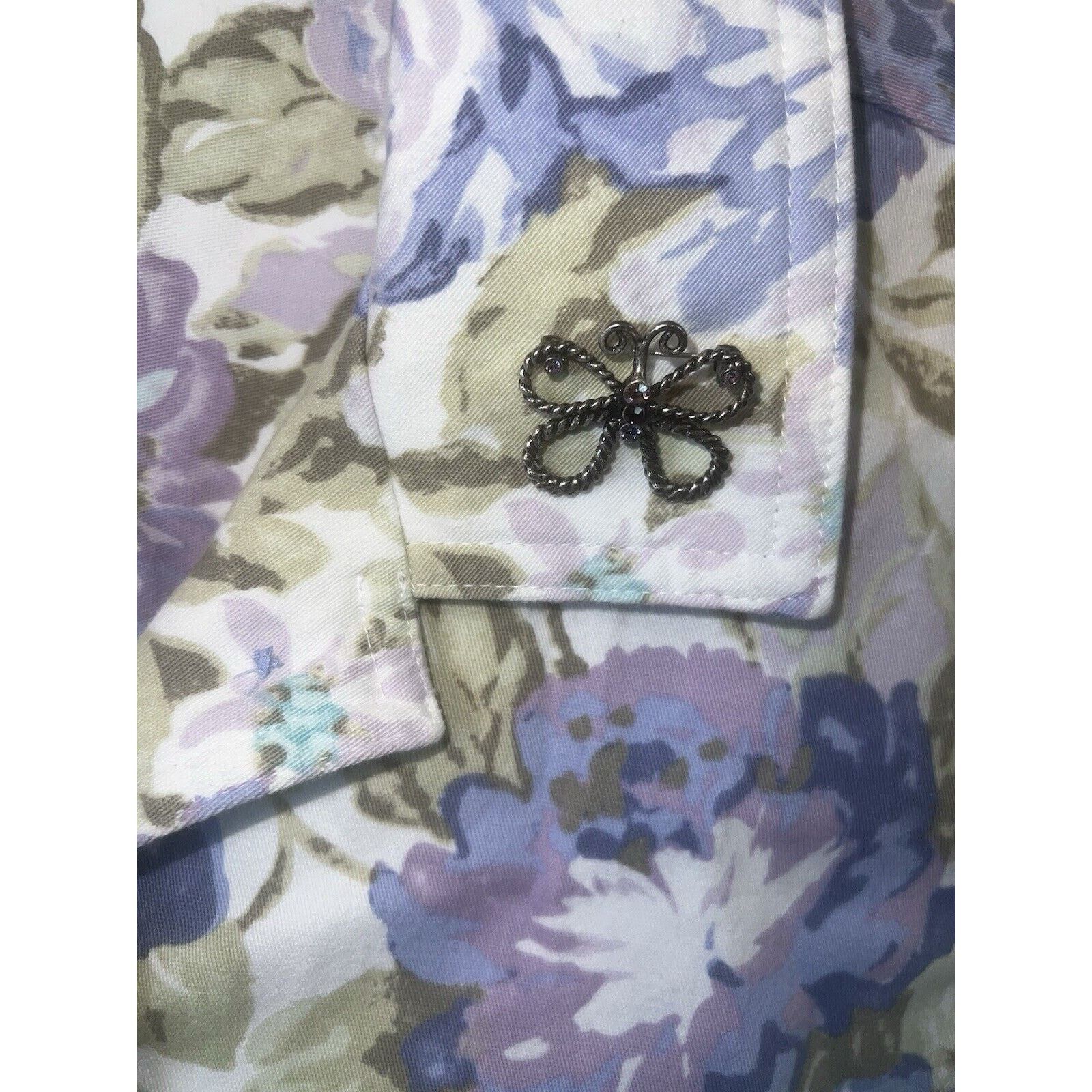 Croft & Barrow Croft & Barrow Trucker Jacket Floral Denim Women’s Sz Medium Size M / US 6-8 / IT 42-44 - 2 Thumbnail