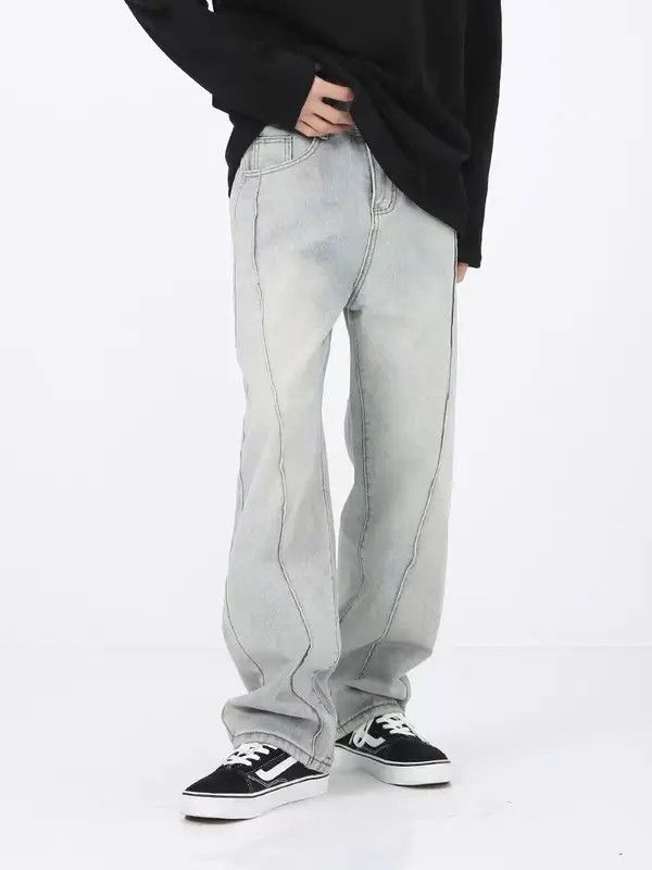 VIBE Loose-fit straight-leg paneled striped jeans Size US 34 / EU 50 - 4 Thumbnail
