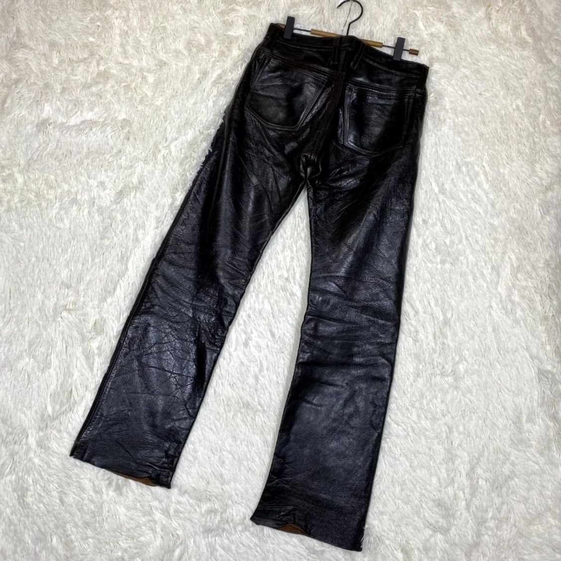 Vintage DAGDA LEATHERS Leather pants black Size 29 Size US 29 - 2 Thumbnail