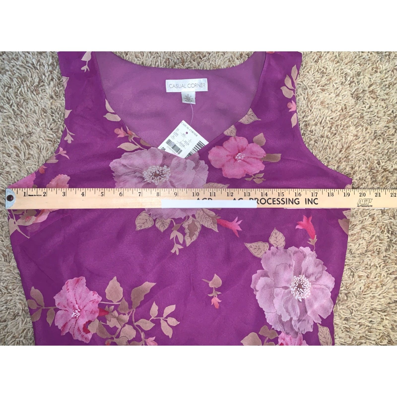 Vintage Casual Corner Silk Slip Dress Womens 8 Purple V-Neck Sleeveless Midi Lined NWT Flower Party/Cocktail Size M / US 6-8 / IT 42-44 - 5 Thumbnail