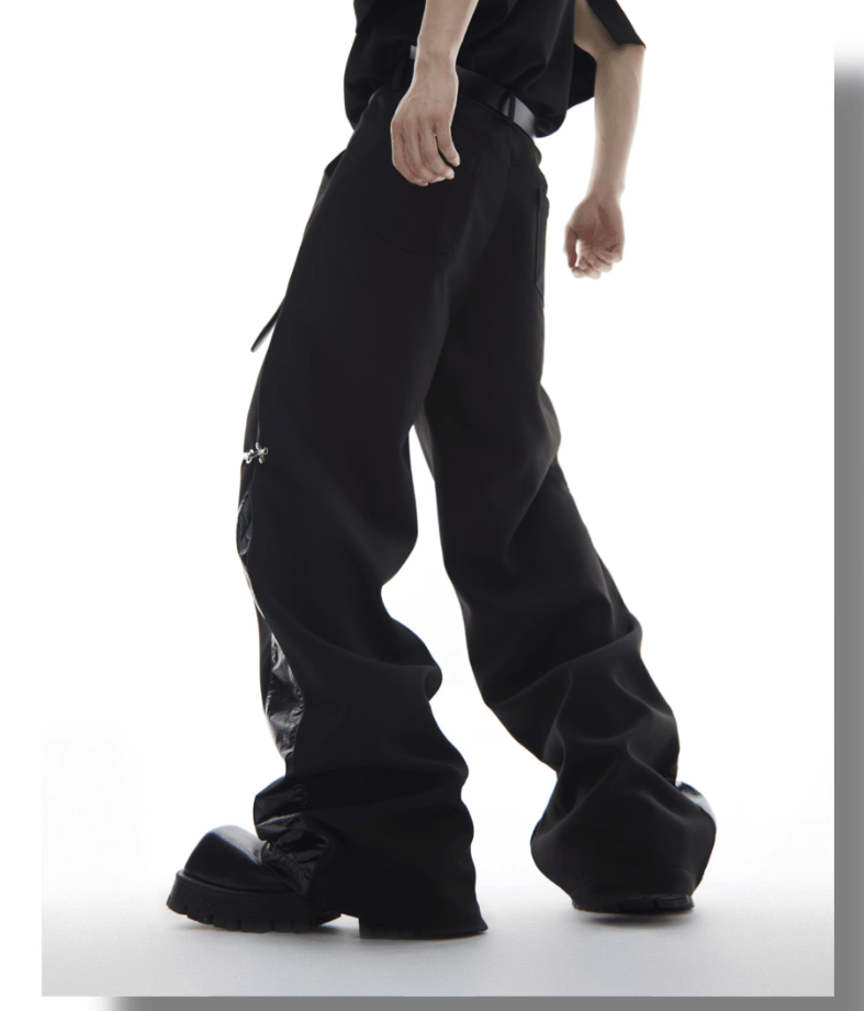 Other Y2K Black HandSewn Deconstructed Baggy Wide Leg Casual Pants Size US 34 / EU 50 - 4 Thumbnail