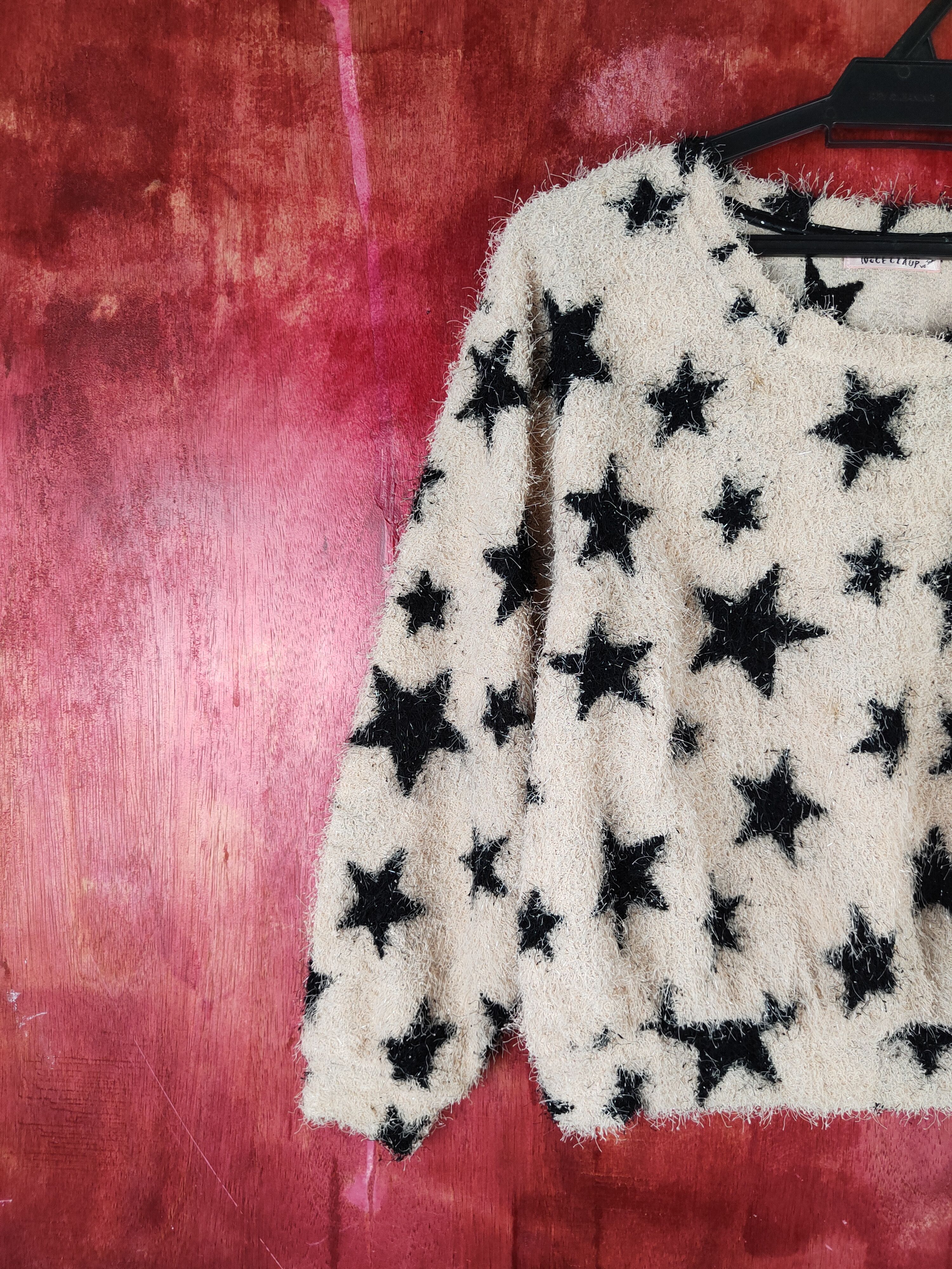 Homespun Knitwear Nice Claup Beige Star Shag Shaggy Fur Mohair Knitwear #S1983 Size S / US 4 / IT 40 - 3 Thumbnail