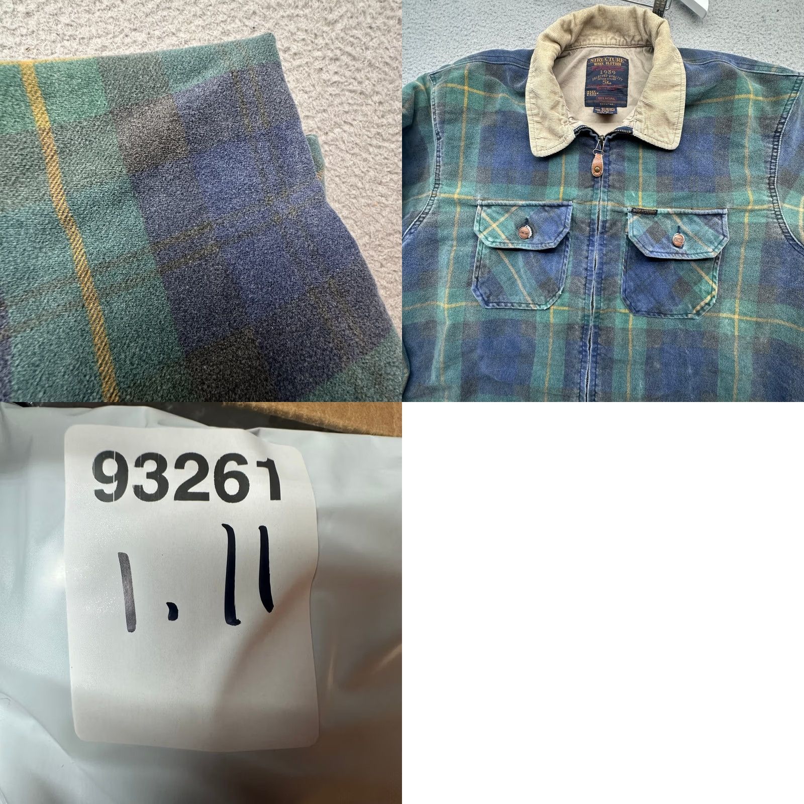 Vintage VINTAGE Structure Plaid Flannel Zip Long Sleeve Jacket Shirt Mens Medium Green Size US M / EU 48-50 / 2 - 8 Thumbnail