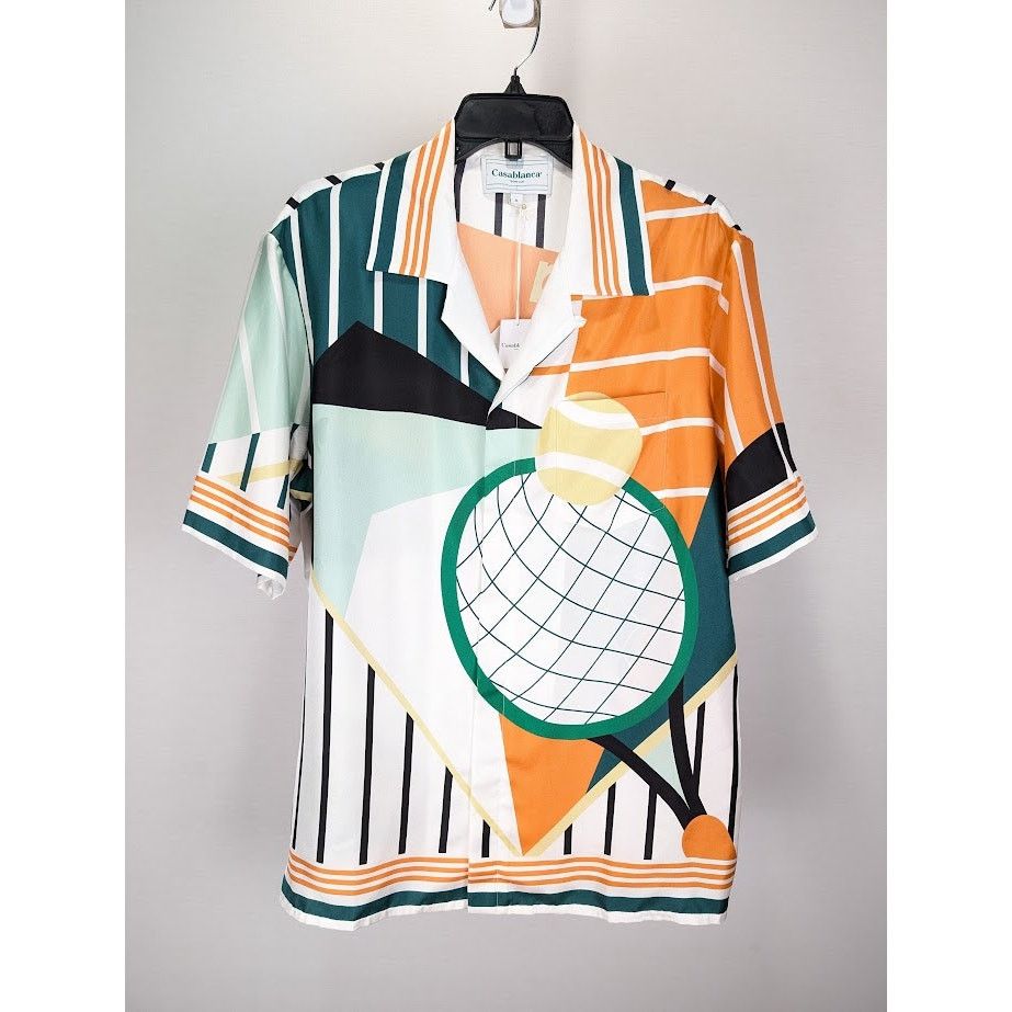 Casablanca o1rshd1 CC20 Silk Twill Cuban Collar Short Sleeve Shirt Size US M / EU 48-50 / 2 - 1 Thumbnail