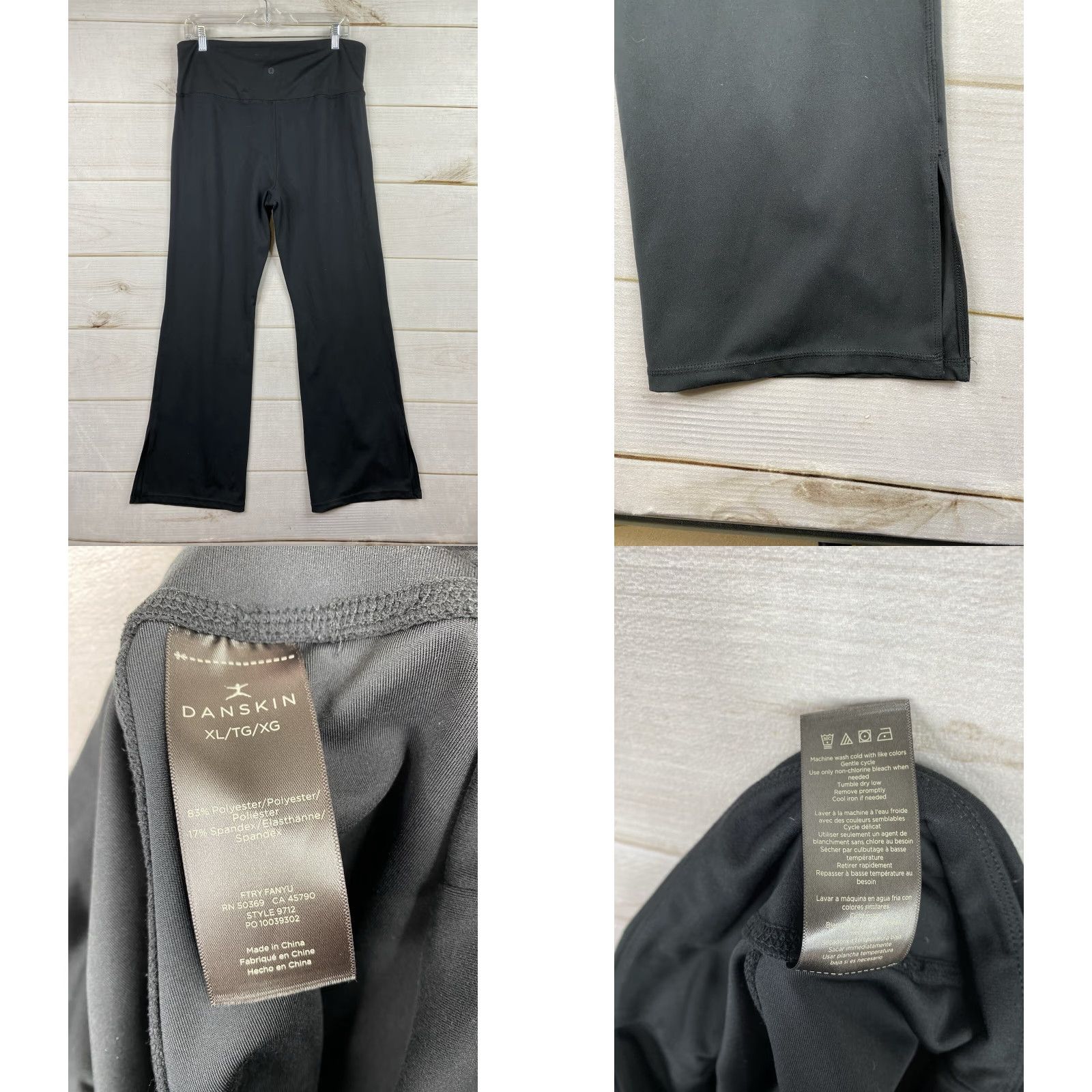Vintage Danskin Leggings Womens XL Black Yoga Bootcut Pull On Crossover Waist Activeware Size 40" / US 18 - 8 Thumbnail