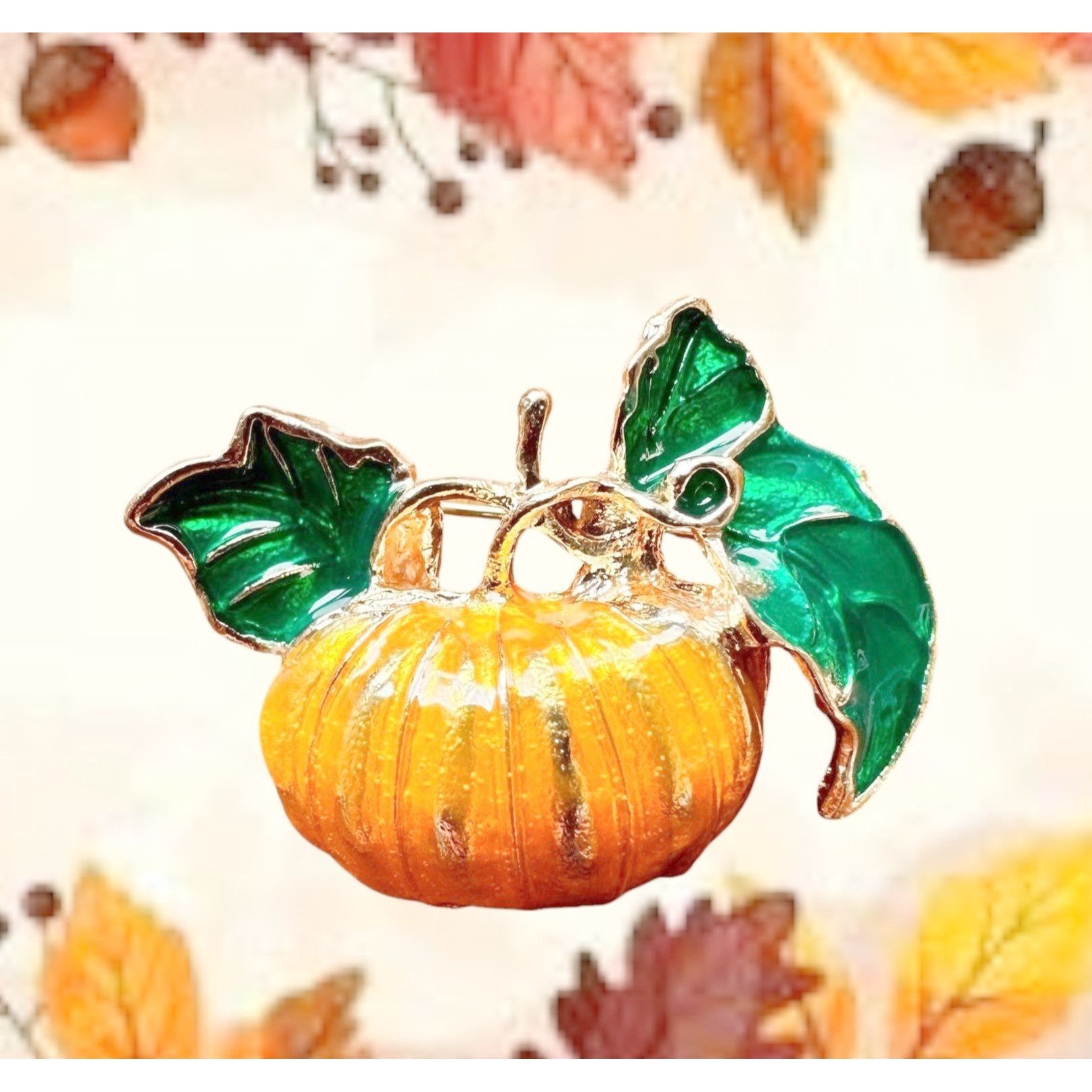 Handmade Pumpkin Brooch Pin New Fall Leaves Thanksgiving Bountiful Ha Size ONE SIZE - 1 Thumbnail