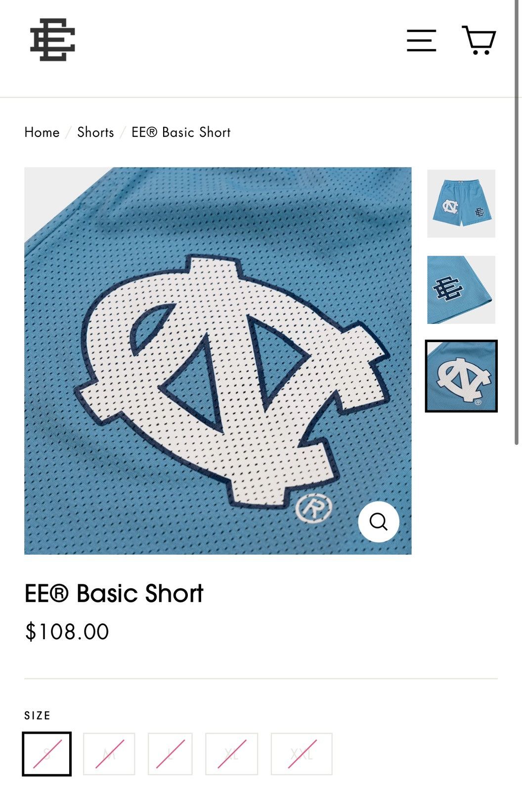 Eric Emanuel × NCAA Eric Emanuel North Carolina Basic Shorts Large Size US 34 / EU 50 - 10 Thumbnail