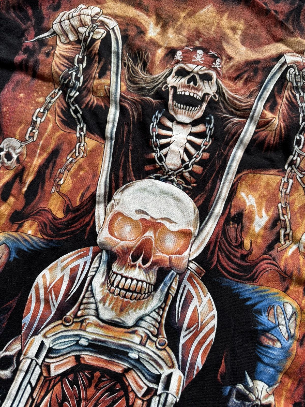 Vintage Big logo moto skulls rider flame tee 00s Size US M / EU 48-50 / 2 - 2 Thumbnail