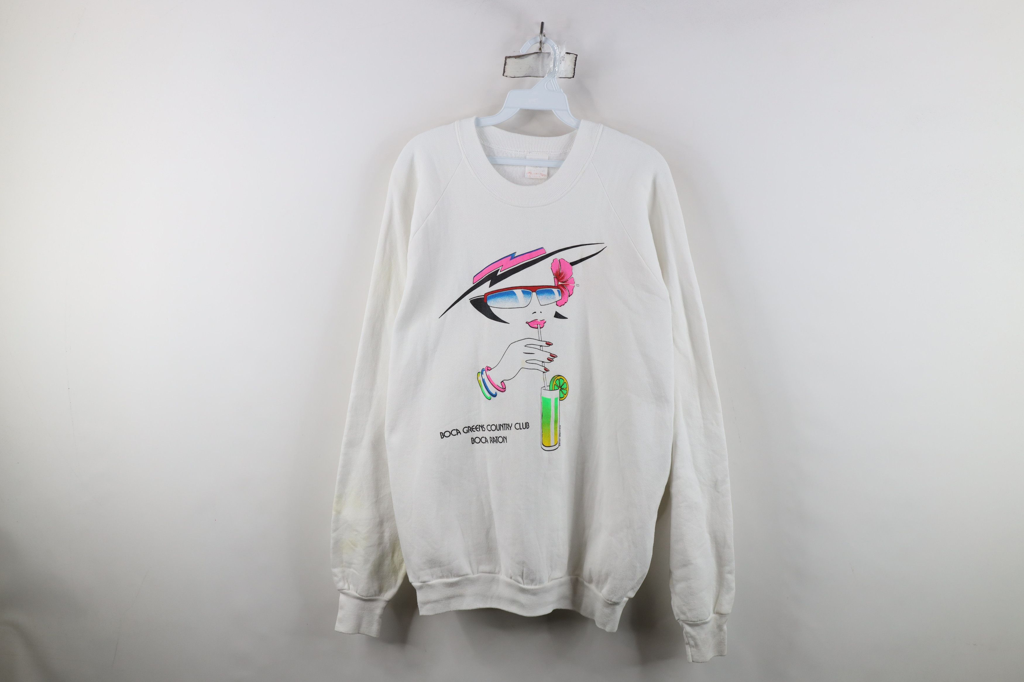 Vintage Vintage 90s Country Club High Fashion Sweatshirt White USA Size XL / US 12-14 / IT 48-50 - 1 Thumbnail