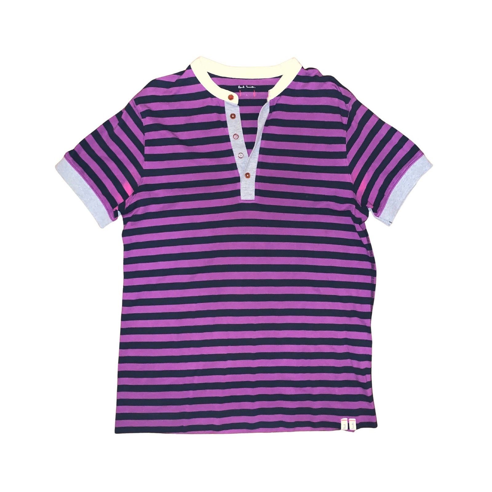 Paul Smith Paul Smith Archive Striped Henley Purple Black Men’s Large Size US L / EU 52-54 / 3 - 1 Thumbnail