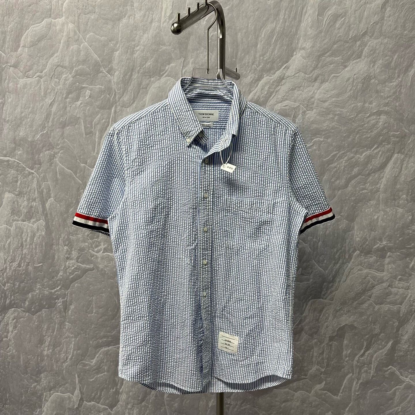 Thom Browne thom browne blue striped short sleeve shirt Size US S / EU 44-46 / 1 - 1 Thumbnail