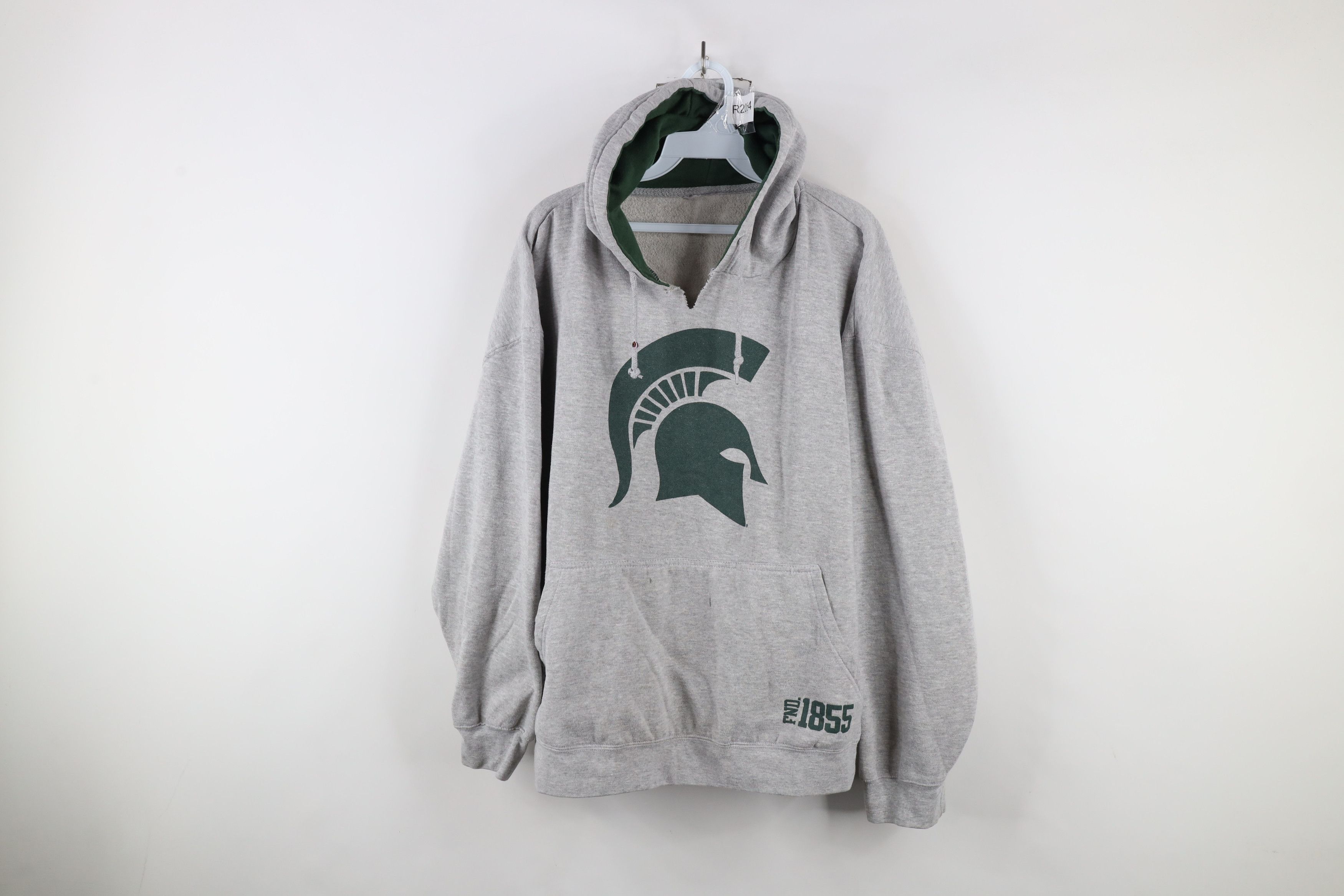 Vintage Vintage 90s Boxy Fit Michigan State University Hoodie Gray Size US XL / EU 56 / 4 - 1 Thumbnail