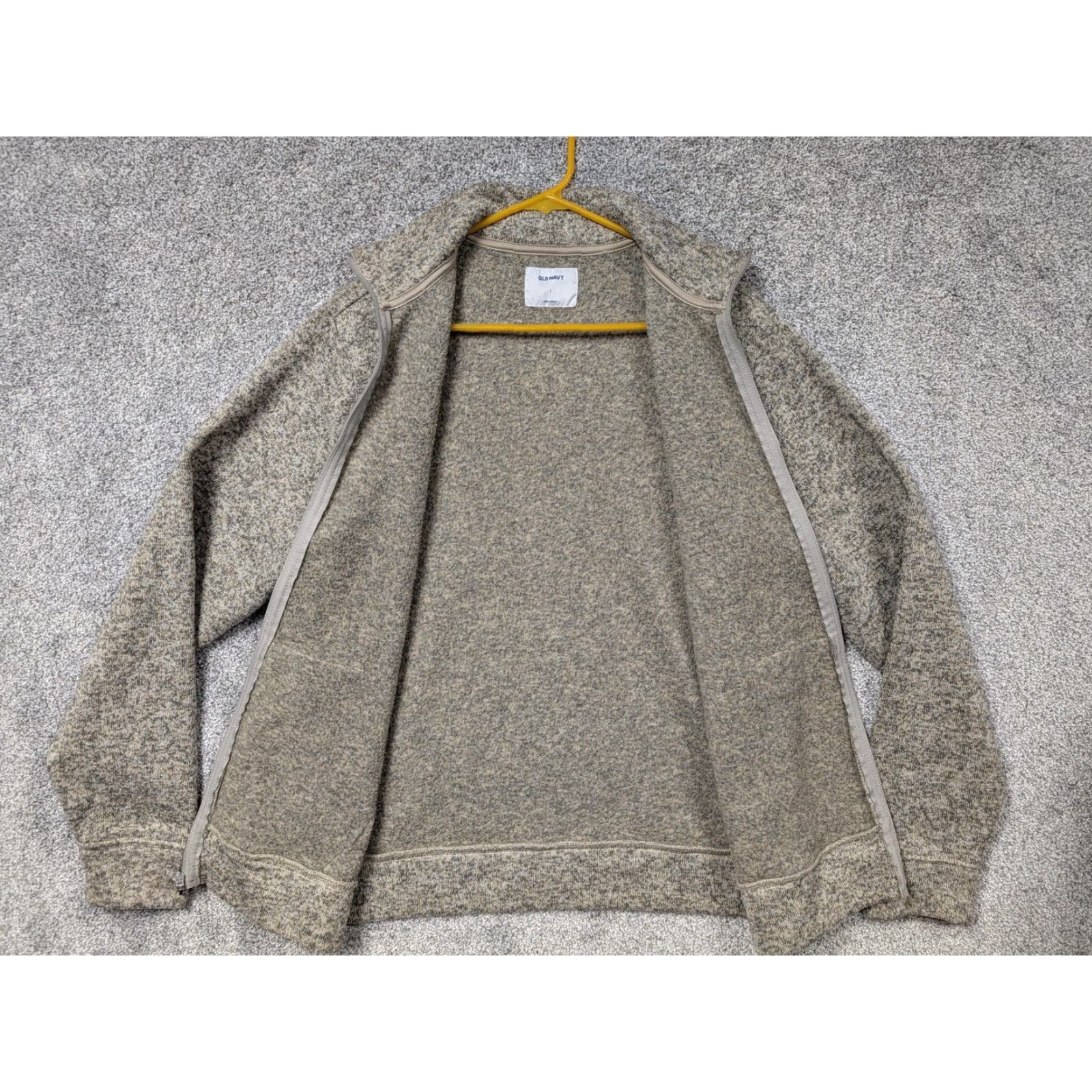 Old Navy Old Navy Full Zip Sweater Mens Large Oatmeal Heather Grandpacore Layering Cozy Size L / US 10 / IT 46 - 5 Thumbnail