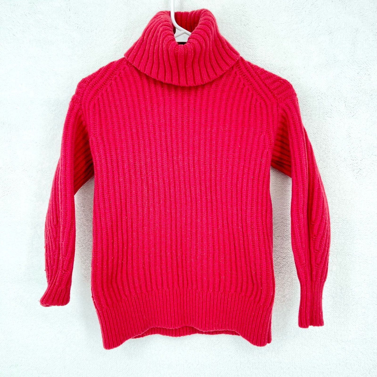 Everlane Everlane Red 100% Wool Knit Ribbed Turtleneck Sweater Size XS / US 0-2 / IT 36-38 - 2 Thumbnail