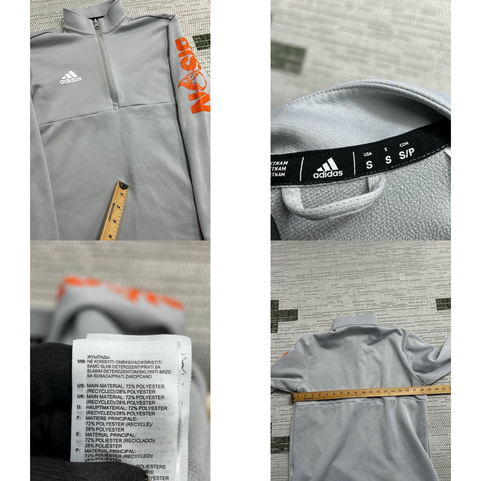Adidas Adidas Sweatshirt Mens Small Gray Aeroready Bison Logo Fleece Lined Half Zip Size US S / EU 44-46 / 1 - 8 Thumbnail