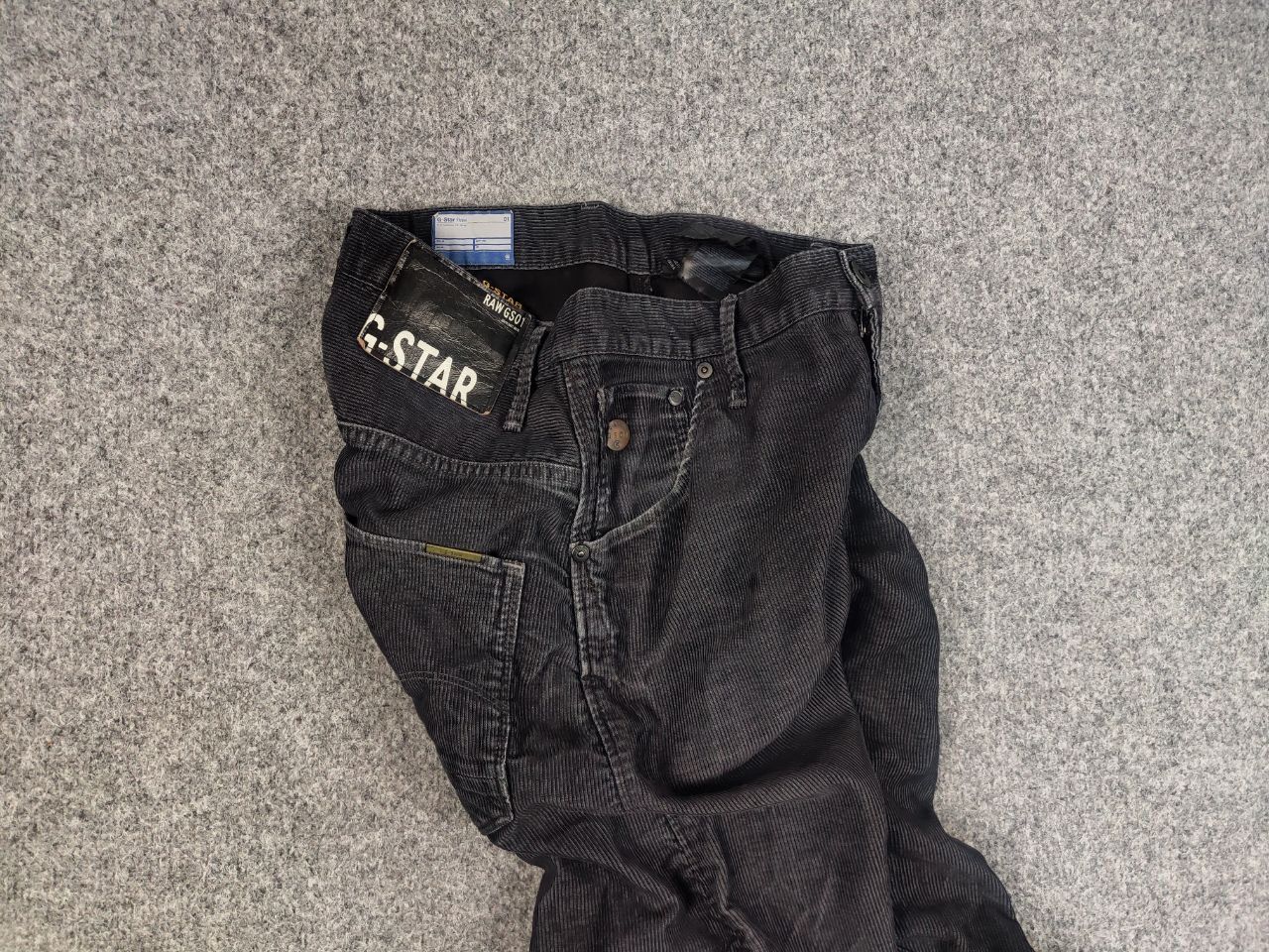 G-Star Vintage G Star Raw Arc 3D Loose Tapered Corduroy Black Pants Size US 30 / EU 46 - 8 Thumbnail