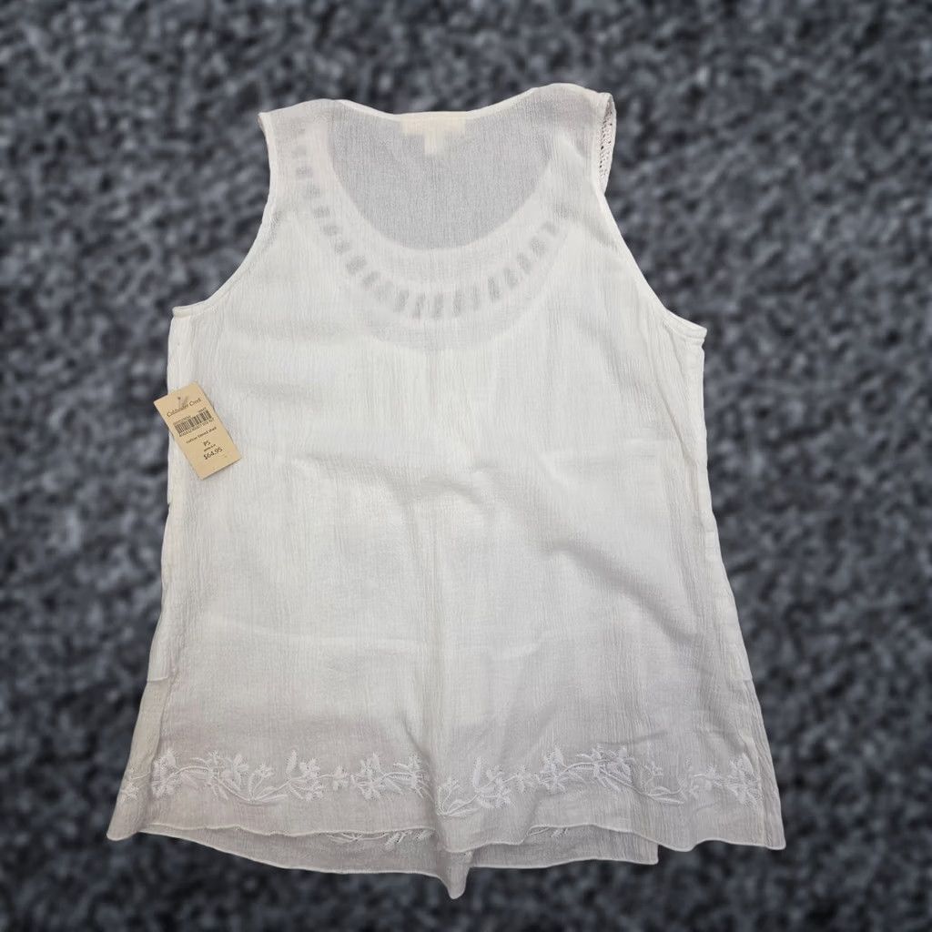 Coldwater Creek VINTAGE ColdWater Creek Cotton Tiered Shell Top Shirt Tank Women's PS White NWT Size S / US 4 / IT 40 - 1 Thumbnail
