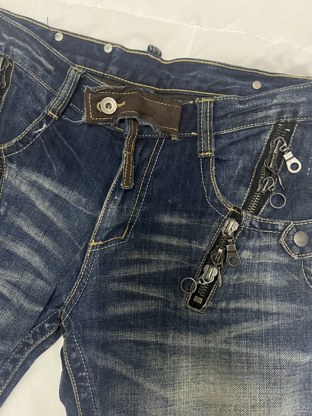 14th Addiction × Japanese Brand × semanticdesign SEMANTIC DESIGN DENIM FLARE JEANS LEATHER TRIMMED Size US 33 - 6 Thumbnail
