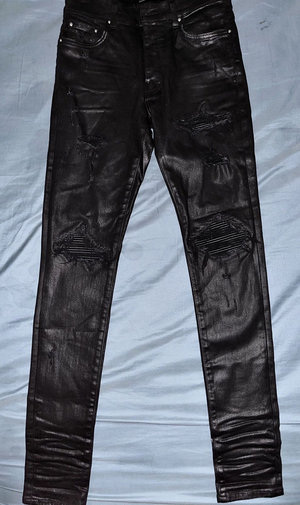 Amiri MX1 Leather Patch Waxed Denim Grailed