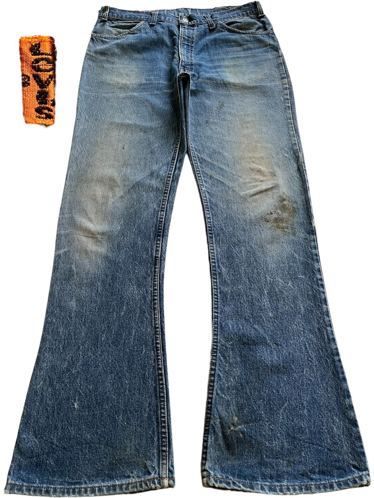 Vintage 70s Levis 646 Flared Orange Tab Mud Wash Jeans - Bottoms