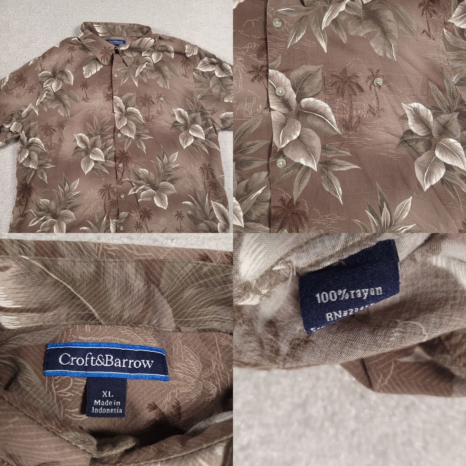 Croft & Barrow Croft & Barrow Shirt Adult XL Button Up Floral Brown Tropical Hawaiian Mens Size US XL / EU 56 / 4 - 8 Thumbnail