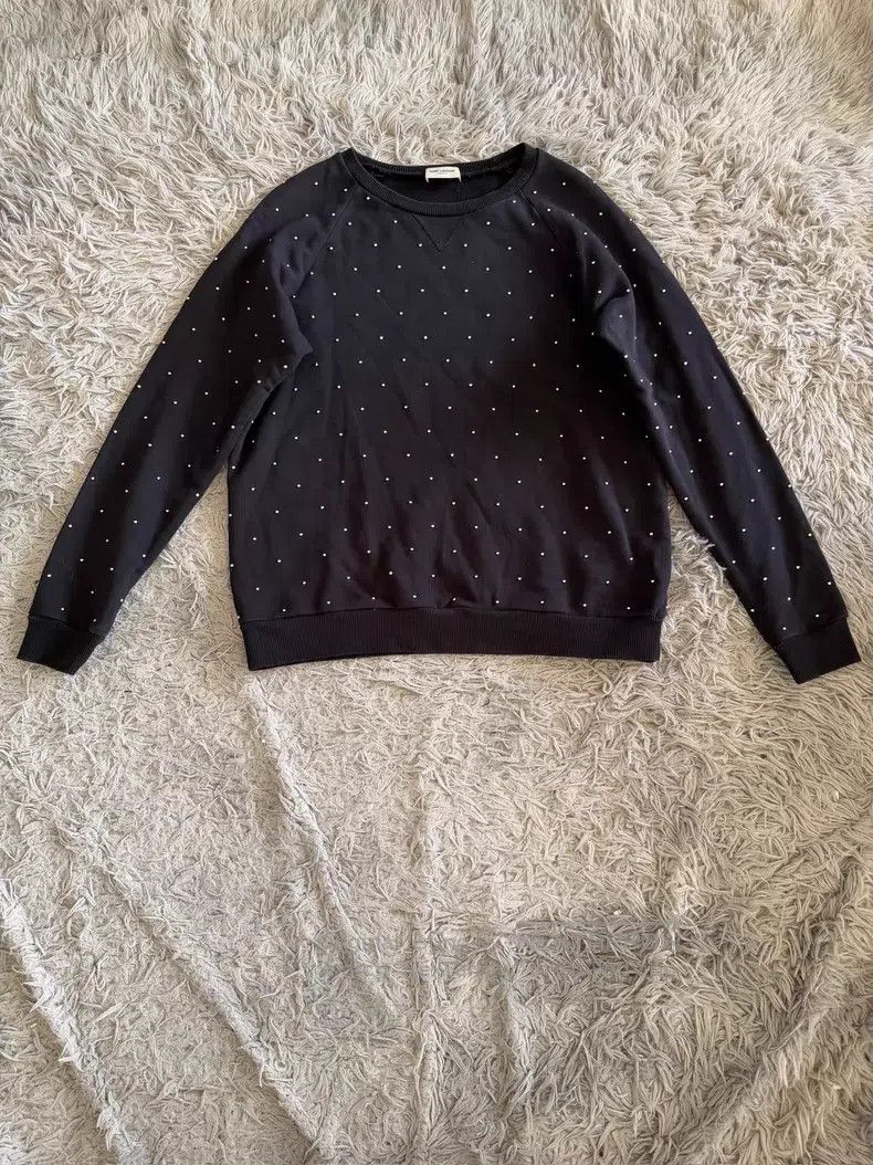Saint Laurent Paris Saint Laurent Paris Black studded long-sleeve sweatshirt Size US XL / EU 56 / 4 - 1 Thumbnail