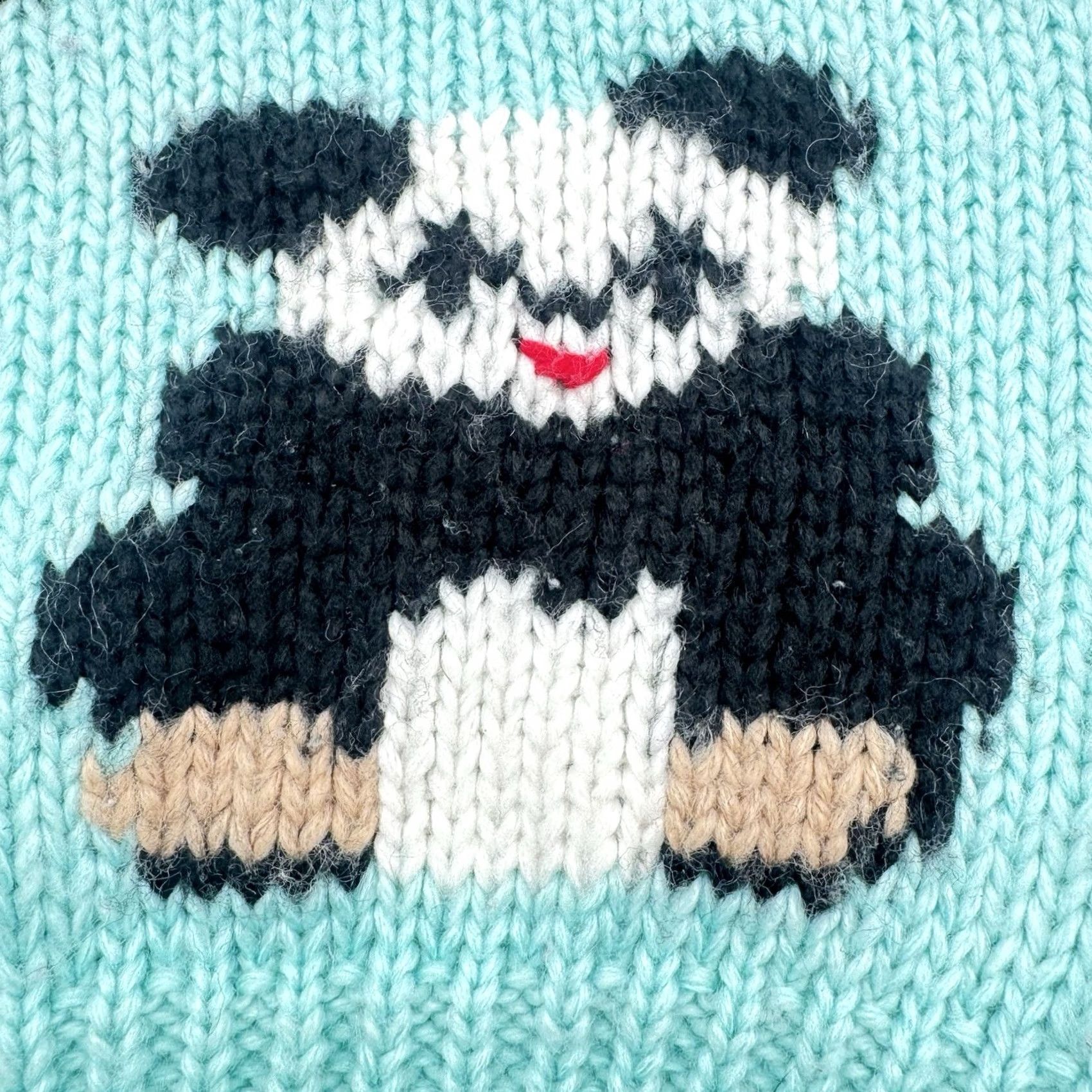 Pinko VINTAGE 80s Currants By Jeri Jo Hand Knit Panda Bear Vest L Women Blue Knitted Sleeveless Chunky Statement Rare Size L / US 10 / IT 46 - 4 Thumbnail