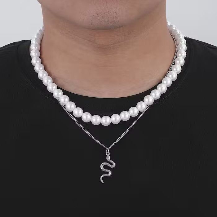 Jewelry × Vintage Snake Pearl Double Layered Necklace Size ONE SIZE - 1 Thumbnail