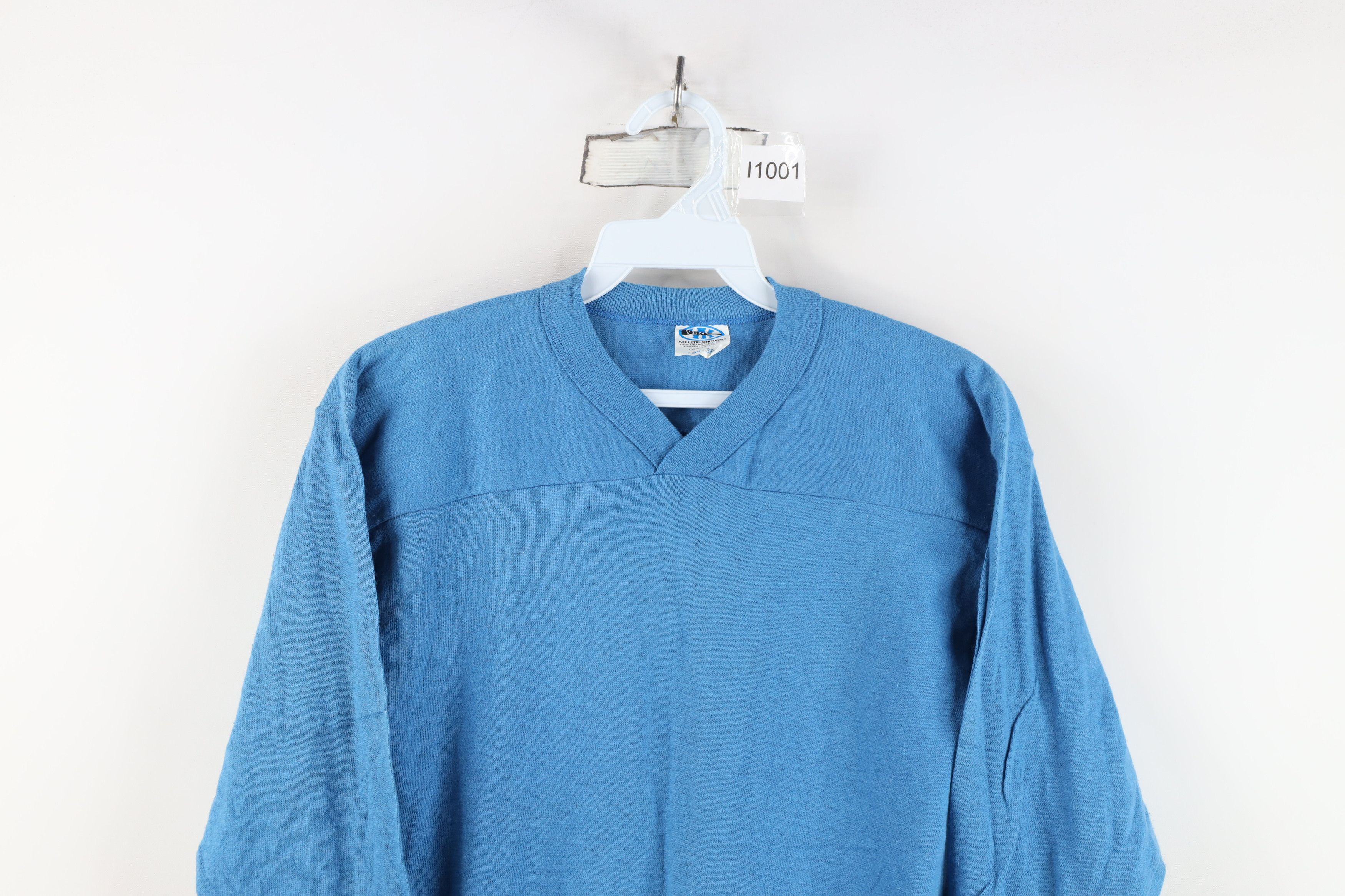 Vintage Deadstock Vintage 60s 70s Jersey T-Shirt Blue USA Cotton Size US S / EU 44-46 / 1 - 2 Thumbnail