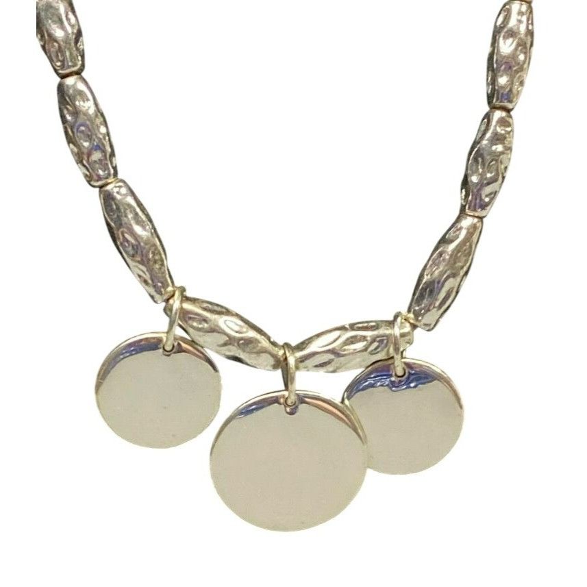 George Heavy Silver Tone Oval Bead Necklace With Circular Pendants Size ONE SIZE - 3 Thumbnail