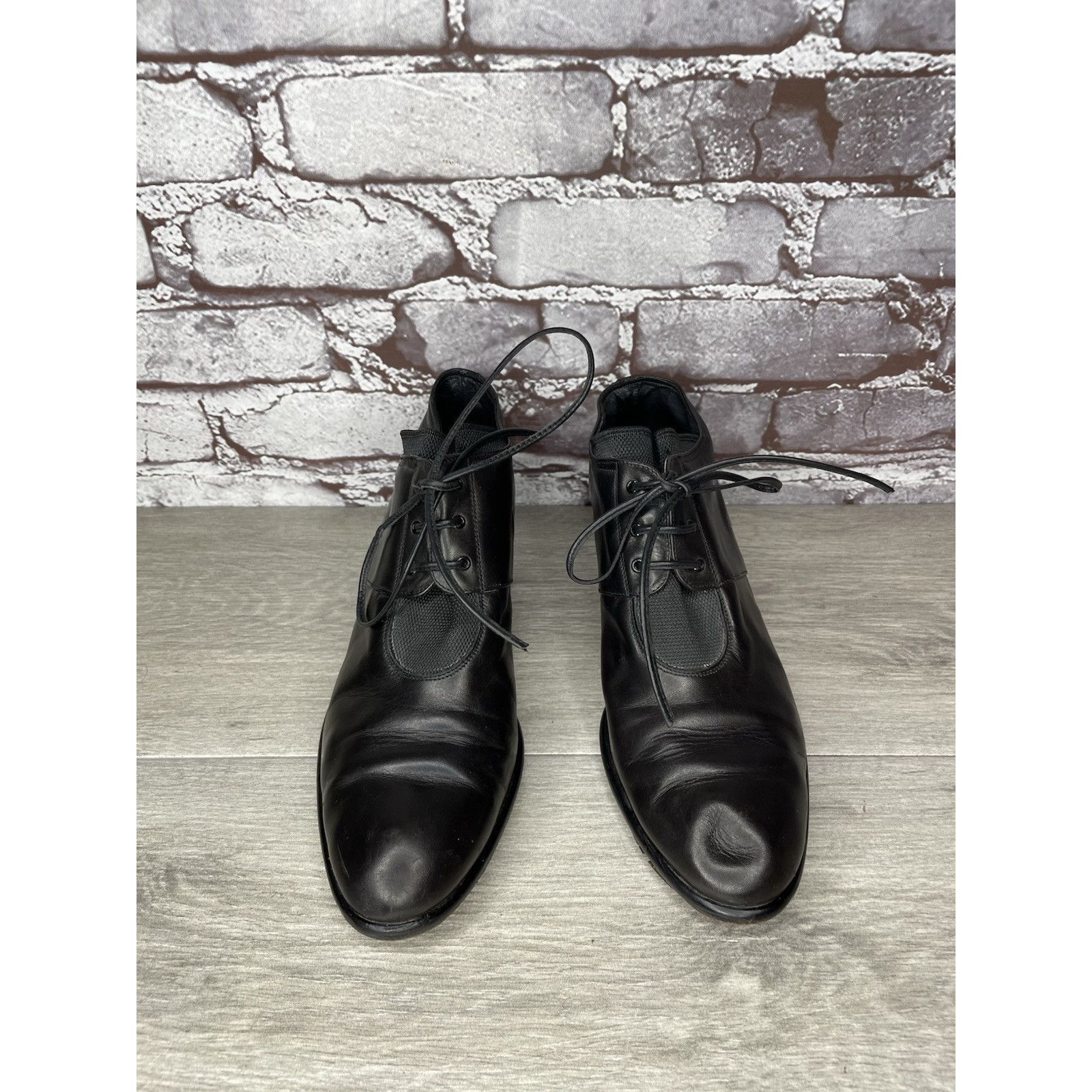 Other Donn Adriana Black Leather Lace Up Oxford Heel Shoes Women S Size US 9.5 / IT 39.5 - 20 Thumbnail