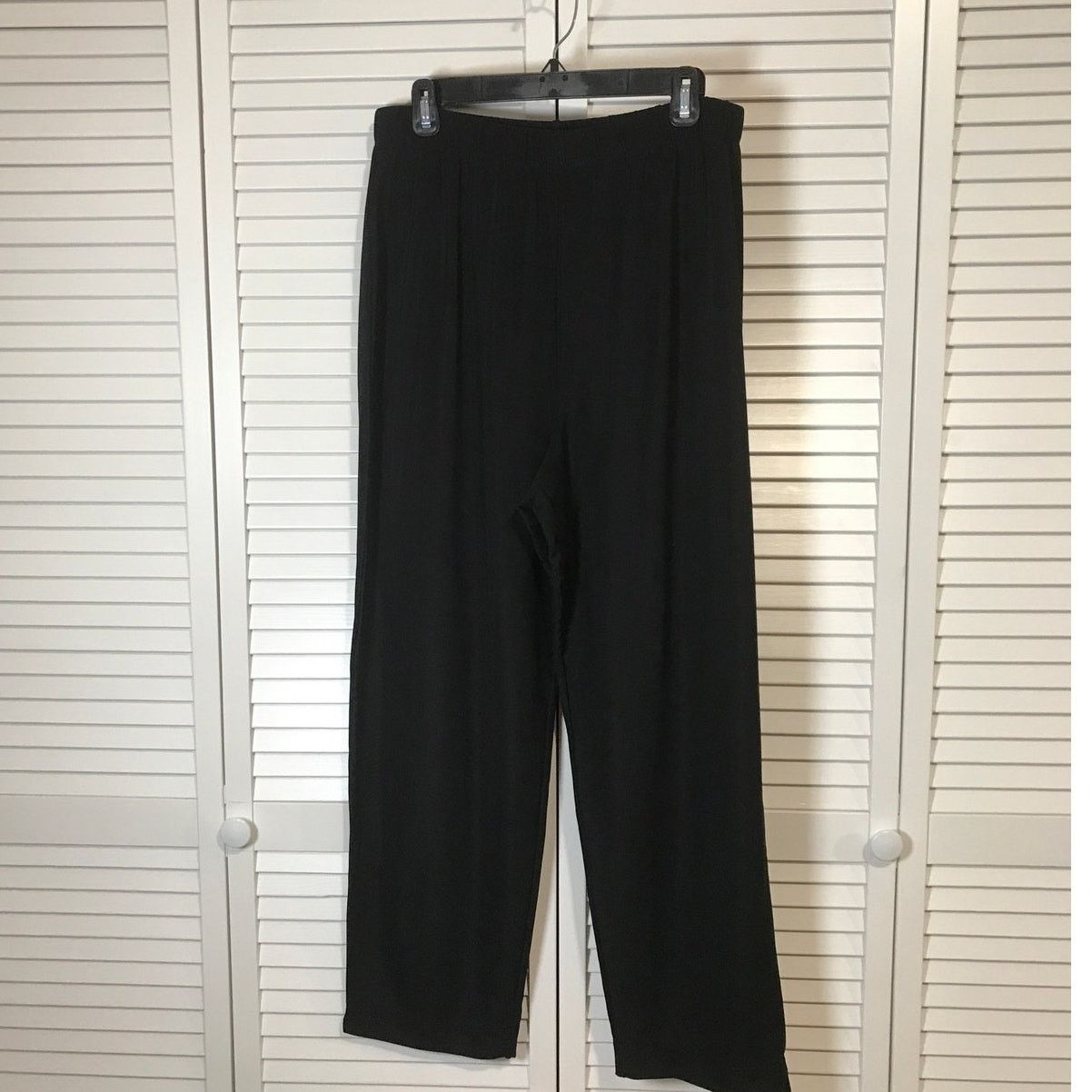 Other Susan Graver Black Stretch Knit Women Wide Leg Pants L Size 32" / US 10 / IT 46 - 1 Thumbnail