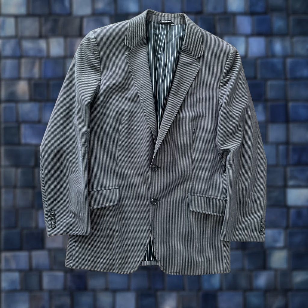 Hugo Boss HUGO BOSS Blazer Sport Jacket Wool 42R Men Black Striped 100% Wool Business Casual Formal Party/Cocktail Luxury Designer Jacket/Coat Size 42R - 1 Thumbnail