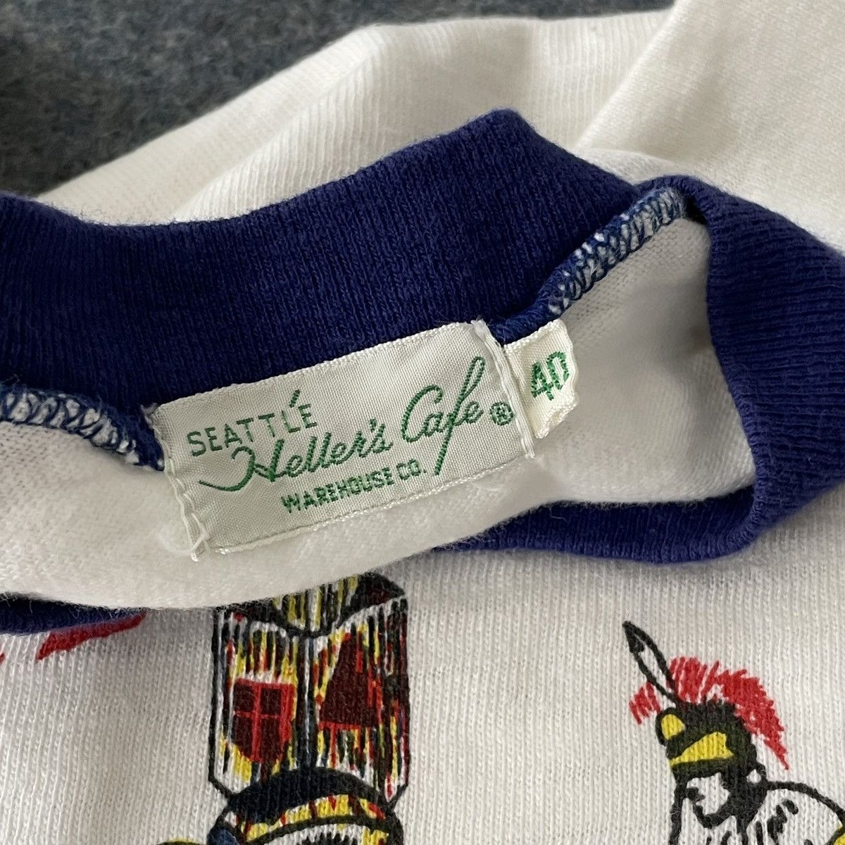Heller's Cafe × Warehouse Vintage 80's Hellers Cafe x Warehouse Ringer Tshirt Size US M / EU 48-50 / 2 - 5 Thumbnail