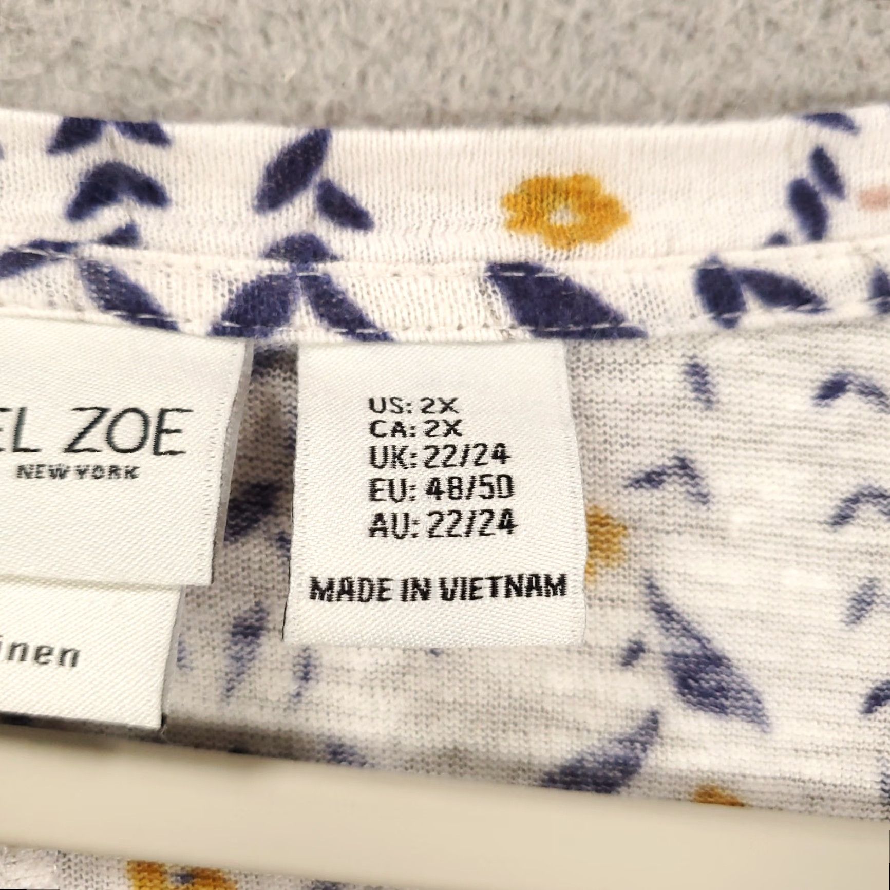 Rachel Zoe Rachel Zoe Womens Top 2X White Yellow Ditsy Floral Asymmetric Hem Linen Blouse Size XXL / US 16-18 / IT 52-54 - 6 Thumbnail