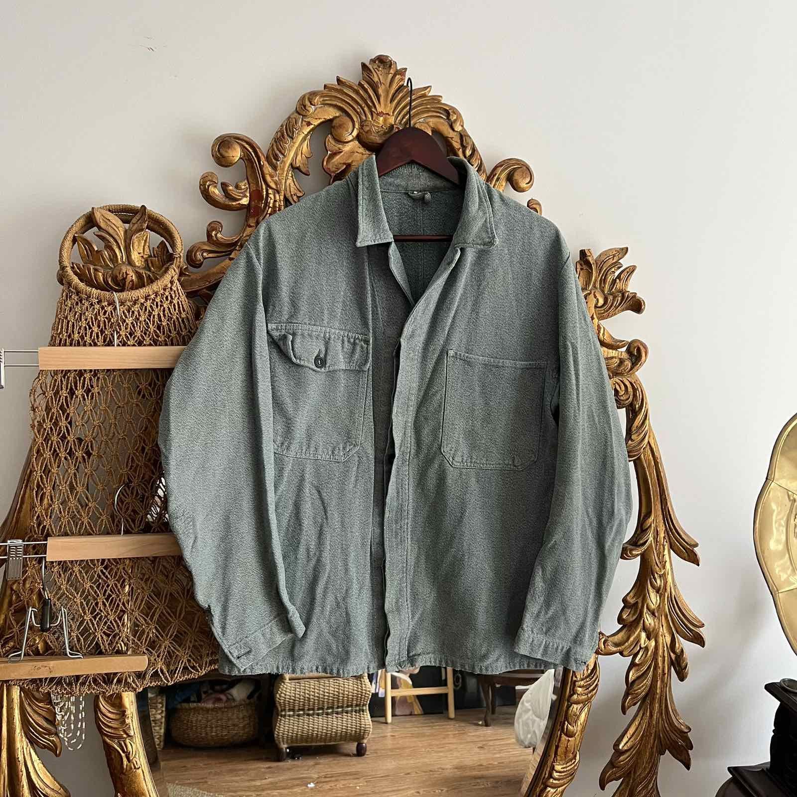 Vintage 60s Faded Vintage French Distressed Workwear Chore Jacket Size US L / EU 52-54 / 3 - 2 Thumbnail