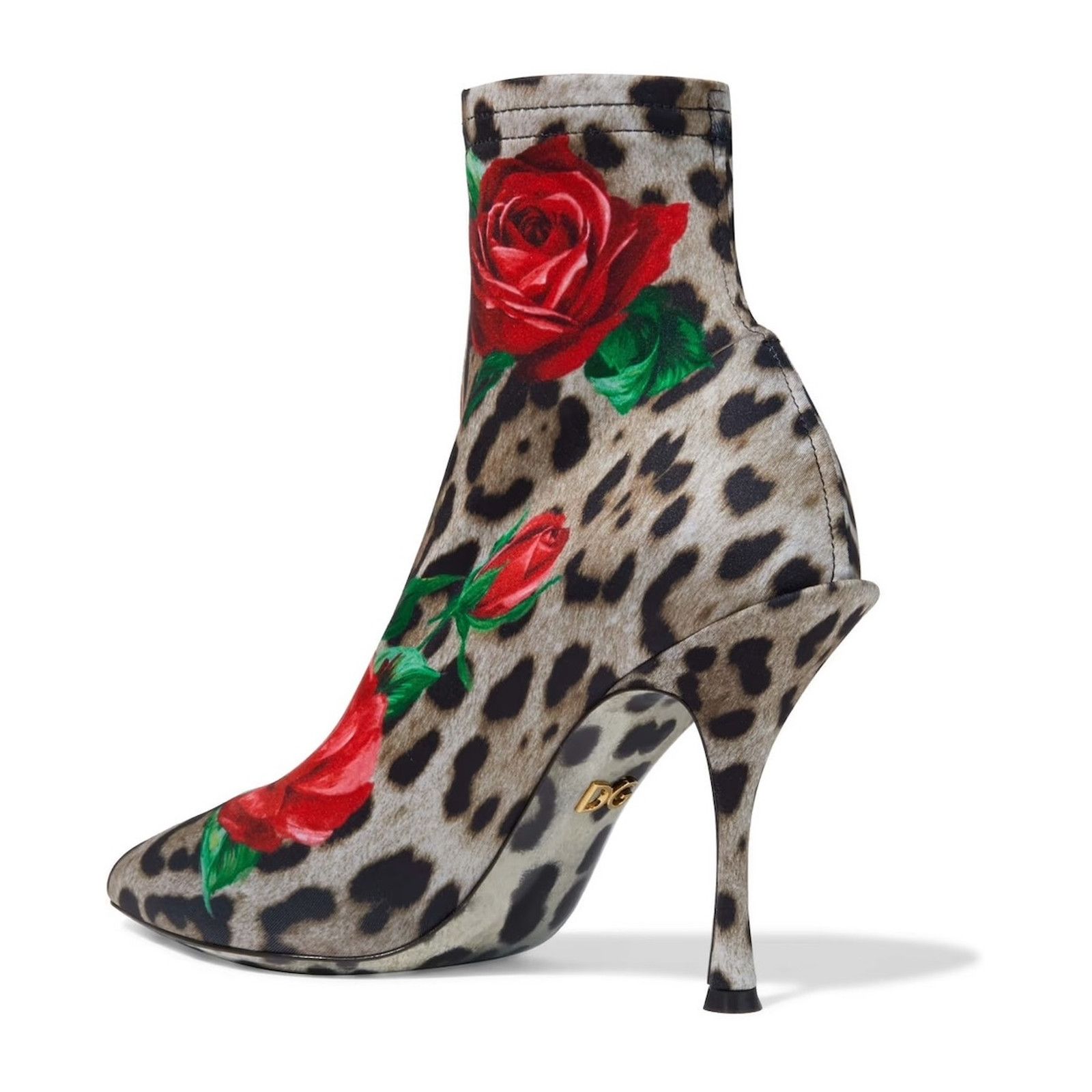 Dolce & Gabbana Dolce & Gabbana Leopard Rose Print Stretch boot Tan Red 35.5 Size US 5.5 / IT 35.5 - 4 Thumbnail