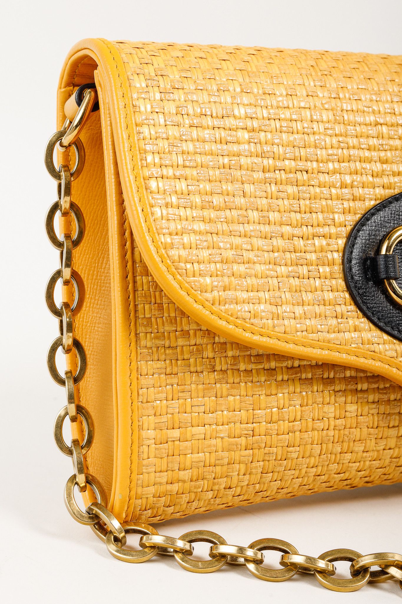 Gucci Gucci Horsebit 1955 Raffia Leather-Trimmed Shoulder Bag Size ONE SIZE - 7 Thumbnail