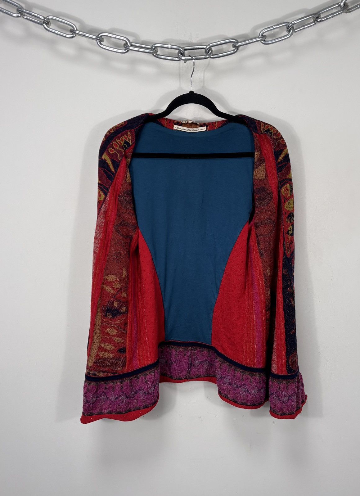 Other Ivko Women’s Red Folk Knit Cardigan Sweater Floral Jacquard Size M / US 6-8 / IT 42-44 - 12 Thumbnail