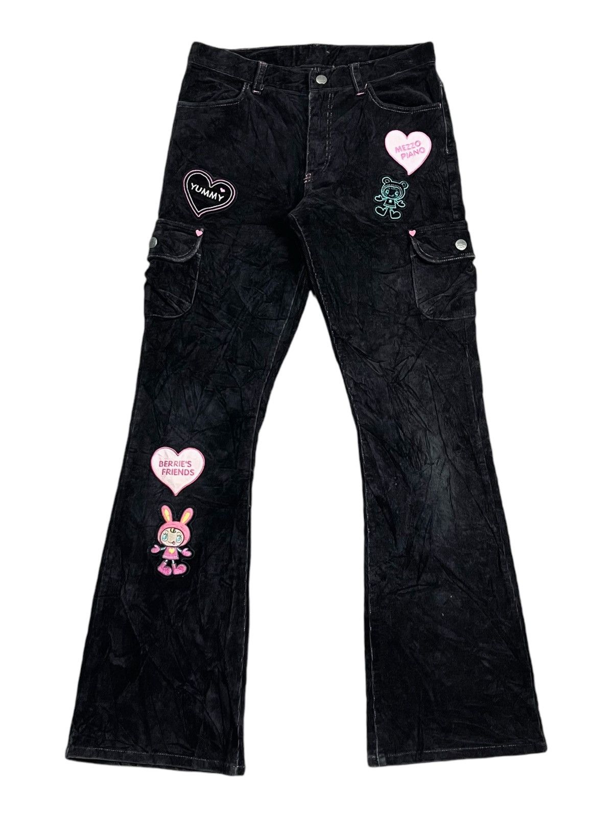 Angel Blue 2000s Mezzo Piano - Corduroy Mascots Flared Pants Size US 29 - 1 Thumbnail