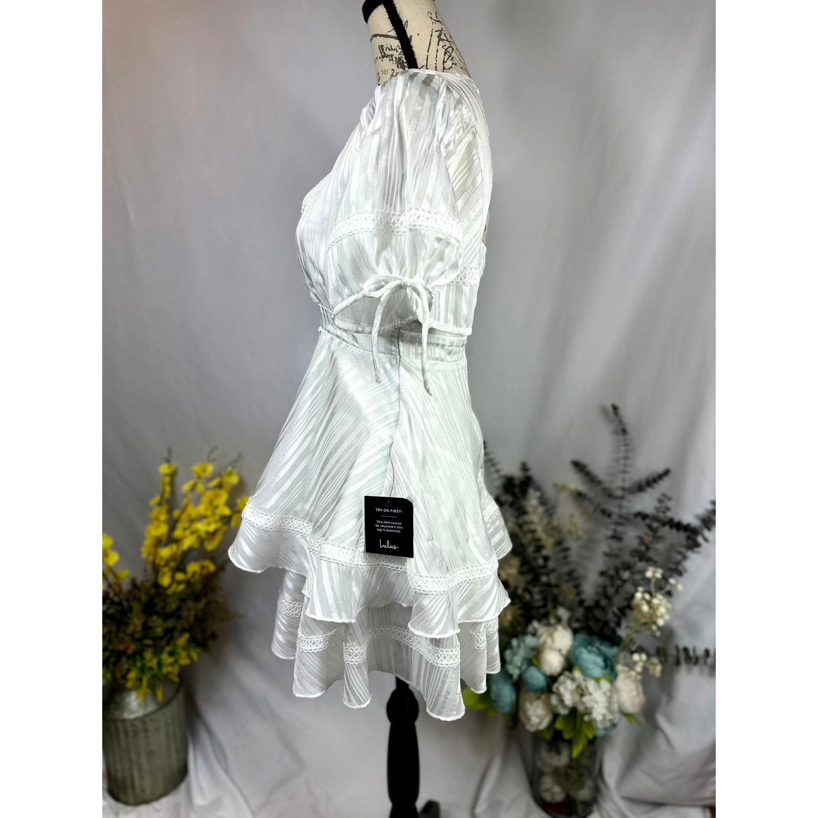 Other Lulu's Adorable Essence Striped Mini Dress White XS Size XS / US 0-2 / IT 36-38 - 14 Thumbnail
