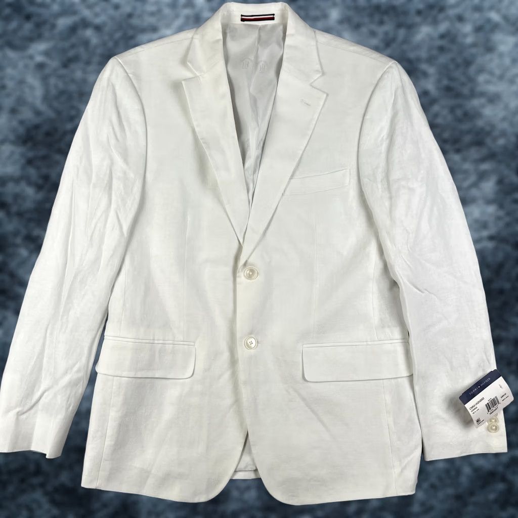 Tommy Hilfiger NEW Tommy Hilfiger Blazer Jacket Mens 38S White Linen Sport Coat Conrad NWT Size 38R - 1 Thumbnail