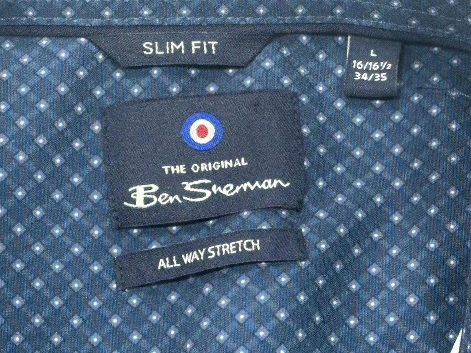Ben Sherman Ben Sherman Slim Stretch Button-Up Blue Mens L 16-16.5/34-35 Size US L / EU 52-54 / 3 - 3 Thumbnail