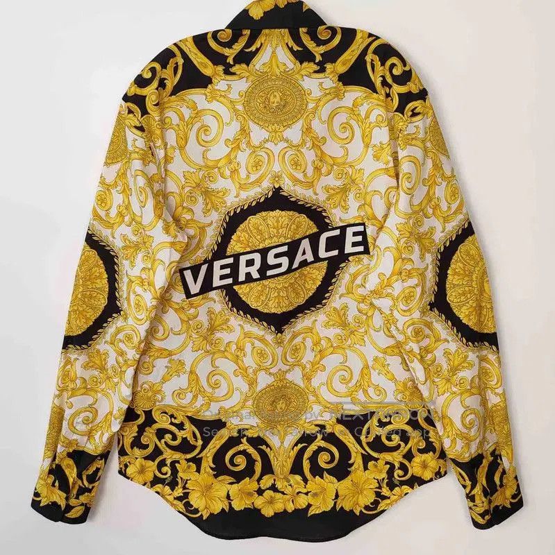 Versace Versace Black Cotton Printed Long Sleeve Shirt . Size US M / EU 48-50 / 2 - 2 Thumbnail