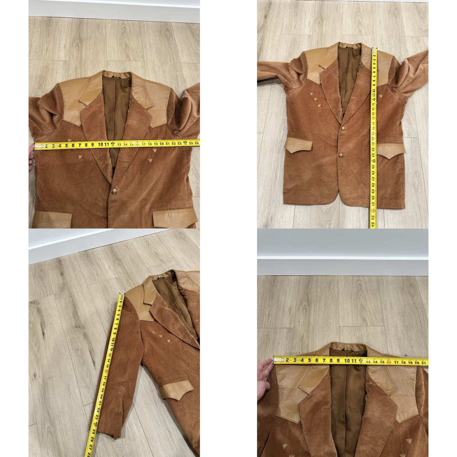 Vintage VTG Pioneer Wear Brown Corduroy Leather Cowboy Blazer Jacket Rockabilly Sz 48 Jacket Mens Western Camouflage? Size 48R - 9 Thumbnail