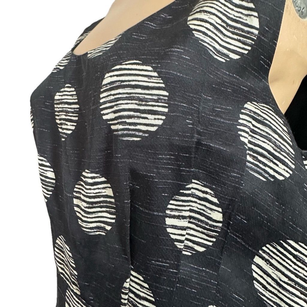 Banana Republic Banana Republic Tan Polka Dot Black Linen Fit Flare Dress 10 Size L / US 10 / IT 46 - 5 Thumbnail
