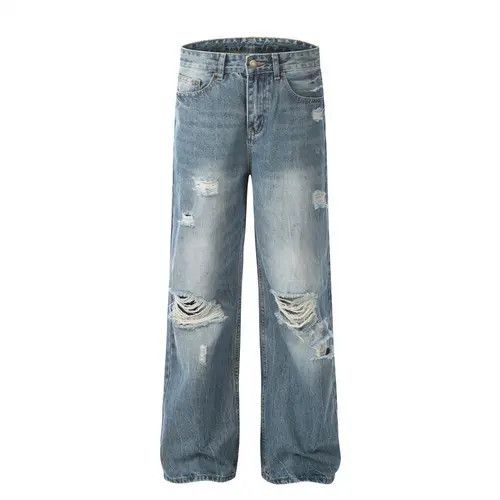 Handmade × Japanese Brand × Jean American washed street distressed loose ripped jeans Size US 34 / EU 50 - 1 Thumbnail